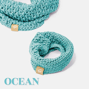 Ocean blue Handcrafted Human and Dog Matching Snood Set.