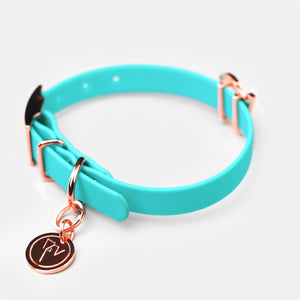 Valgray Premium Turquoise Dog Collar For Small Dogs With Rose Gold