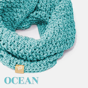 Ocean blue crocheted Handcrafted Human Snoods Scarf.